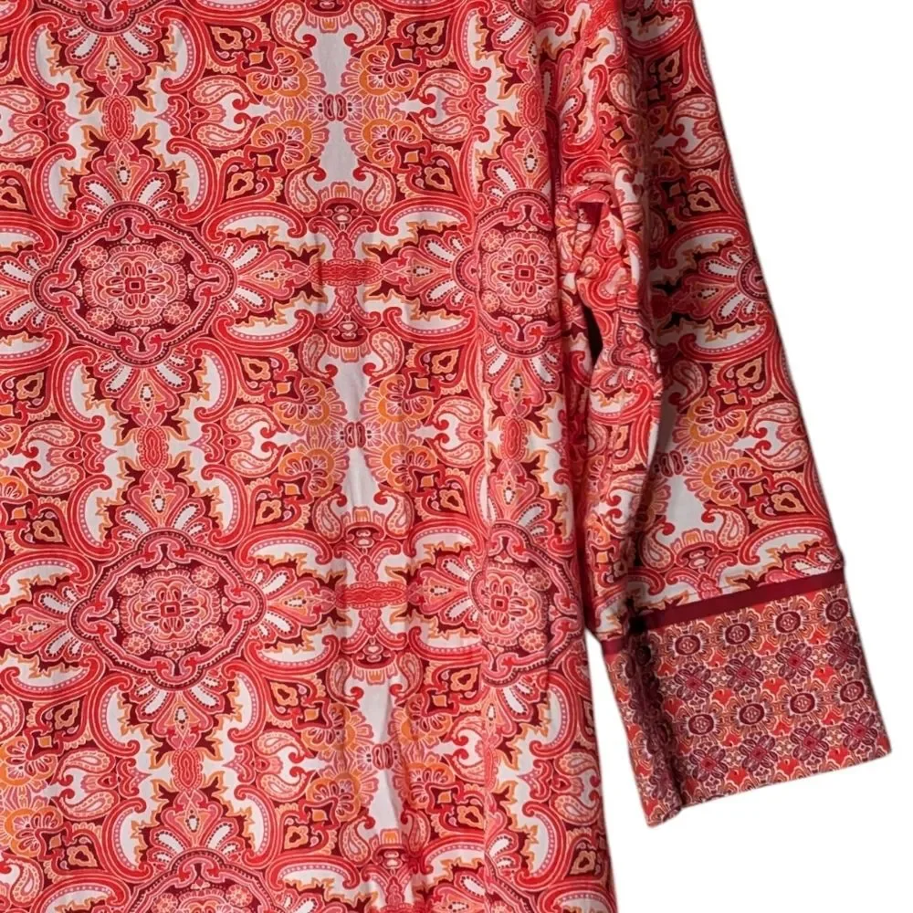 Coolibar Oceanside Tunic Dress UPF 50+ Pink Orange Paisley Size Medium ZnO beach